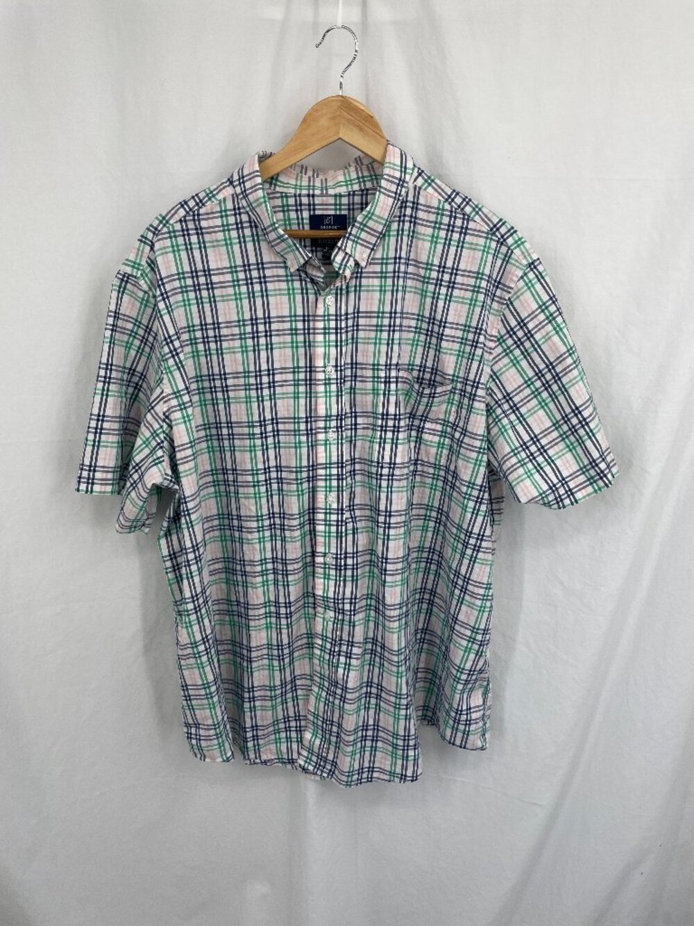 George Plus Plaid Short Sleeve Button Front Shirt